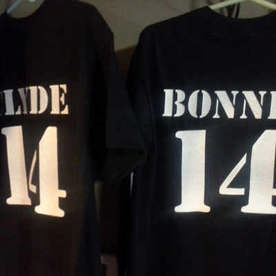 Older Custom Hand-Screen printed bonnie and clyde shirts - back